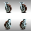 Service Caster 8 Inch Stainless Steel Polyurethane Swivel Caster Set with Ball Bearing 2 Brakes SCC-SS30S820-PPUB-2-TLB-2